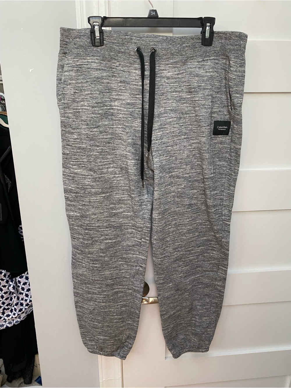 Calvin Klein Performance logo gray joggers with a drawstring waist